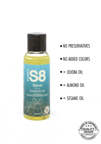 Stimul8 Massage Oil - Массажное масло, 50 мл (французская слива и египетский хлопок) - sex-shop.ua