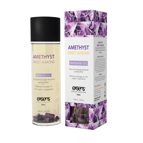 EXSENS Amethyst Sweet Almond - Натуральное массажное масло (расслабляющее с аметистом), 100 мл