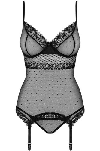 Мягкий эротический корсет с подвязками Obsessive 817-COR-1 (S/M)
