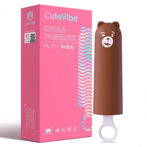 CuteVibe Teddy Brown (Pink Dildo) - Реалистичный вибратор под видом мороженого - sex-shop.ua