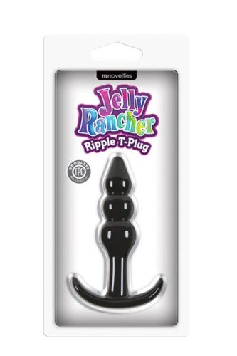 Ns Novelties Jelly Rancher T-plug Ripple - Анальная пробка, 7,6х3,2 см (черный) - sex-shop.ua