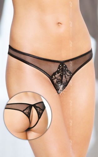 SoftLine Thongs 2442 - Трусики с вырезом, S/M (черный)