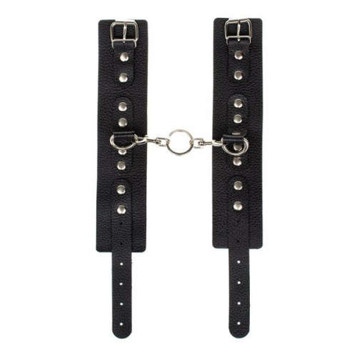 sLash Obedience - шкіряні наручники з карабінами, 27 см (чорний)