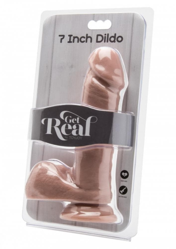 Get Real ToyJoy - Реалистичный фаллоимитатор с мошонкой и присоской, 16.5х4.5 см (телесный) - sex-shop.ua