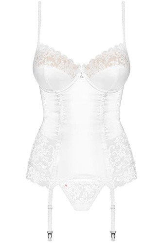 Obsessive 871-COR-2 corset - корсет з підв'язками та стрінги, L/XL (білий) - купити в Україні | Секс шоп SEX-SHOP.ua
