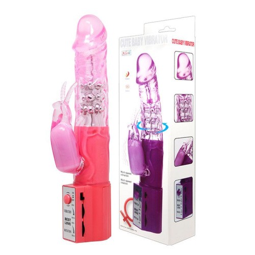 Cute Baby Vibrator - Вибратор-кролик с ротацией, 25х4 см (розовый)