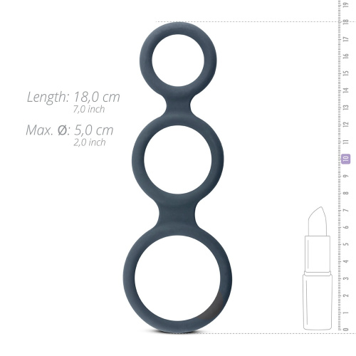 Boners Triple Cock Ring - Тройное эрекционное кольцо, (серый)