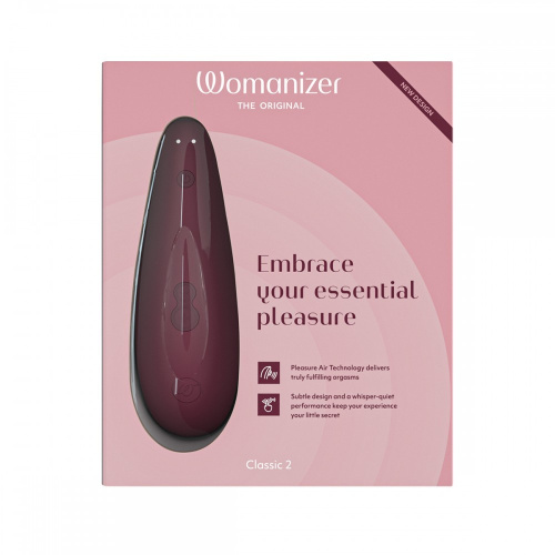 Womanizer Classic 2 + Лубрикант 50 мл - Инновационный вакуумный стимулятор клитора, 14.8х4.8 см (бордовый) - sex-shop.ua
