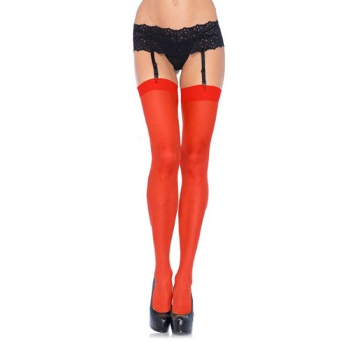 Leg Avenue Sheer Stockings - Чулки классические, OS (красные) - sex-shop.ua