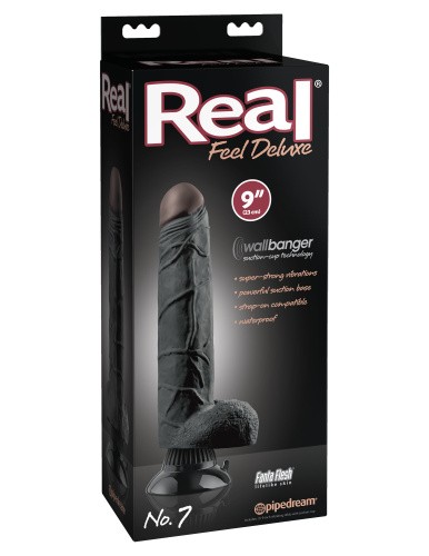 Pipedream Real Feel Deluxe №7 - Чрезвычайно реалистичный вибратор из киберкожи с присоской, 20х5.1 см (черный) - sex-shop.ua