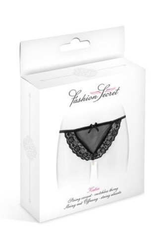 Fashion Secret Kat Black - трусики-стринги с жемчужной ниткой, S-L (чёрный) - sex-shop.ua