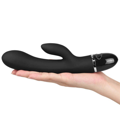 LoveToy O-Sensual Clit Duo Climax - силиконовый вибратор кролик, 21х3.8 см (чёрный)