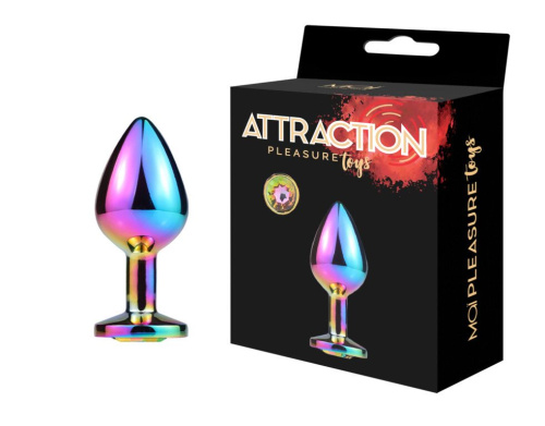 MAI Attraction Toys №73 Rainbow - Металлическая анальная пробка, 8.2х3.5 см - sex-shop.ua