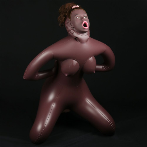 LoveToy Cowgirl Style Love Doll - надувная секс кукла с 3 отверстиями в позе наездницы, 89 см (коричневый) - sex-shop.ua