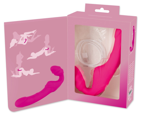 Vibrating Strapless Strap-On Pink - Безремневий страпон з вібрацією, 12х3.1 см