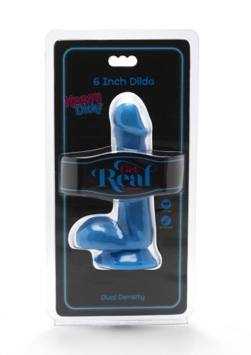 Get Real Happy Dicks Dildo 6 In w.Balls - Фаллоимитатор с мошонкой и присоской, 15х3,5 см (голубой) - sex-shop.ua