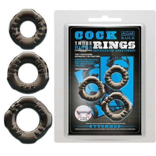 Cock ring Yvonne Set of 3 - Набір ерекційних кілець (чорний)