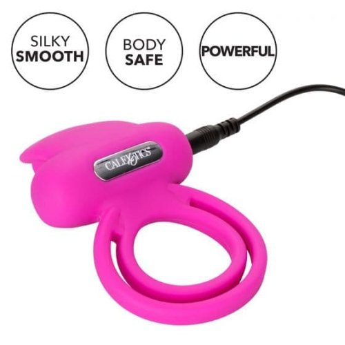 CalExotics Dual Clit Flicker Enhancer - подвійне віброкільце, 6х3.7 см (рожевий) - купити в Україні | Секс шоп SEX-SHOP.ua