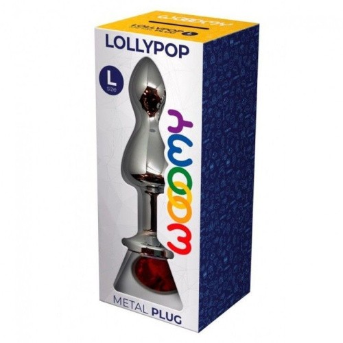 Wooomy Lollypop Double Ball, L - Анальна пробка з каменем, 10.5х3.5 см (червоний) - купити в Україні | Секс шоп SEX-SHOP.ua