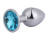 Chisa Hi-Basic Blue Gem Anal Plug - Анальная пробка металлическая с кристаллом в форме сердца, 7.1х2.8 см (серебристый с голубым) - sex-shop.ua