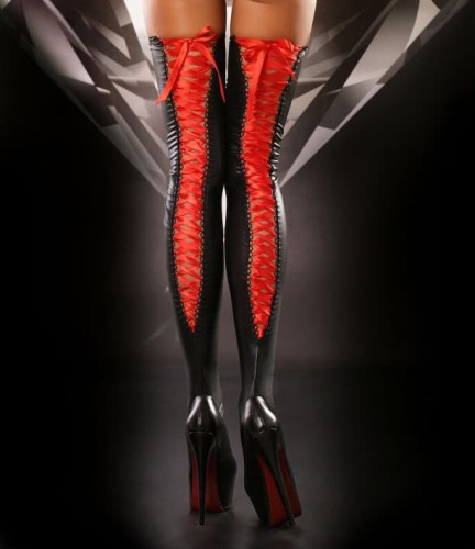 Чулки со шнуровкой Lolitta Lacing Stockings (черный с черным S/M)