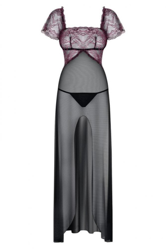 Obsessive Sedusia - Длинная прозрачная эротическая сорочка, L/XL (чёрный) - sex-shop.ua