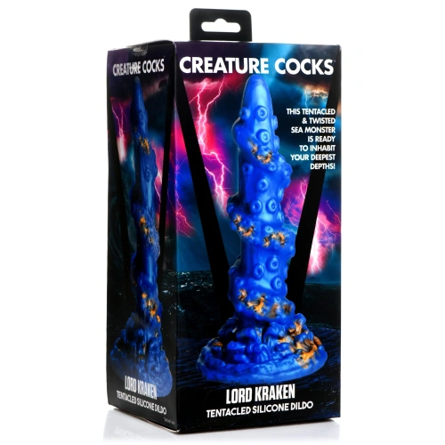 Creature Cocks Lord Kraken Tentacled Silicone Dildo – фантазійний фалоімітатор Кракен, 21.1х5.1 (синій із золотим)