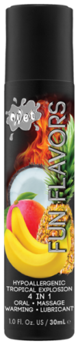 Wet Fun Flavors Tropical Fruit Explosion - Съедобный лубрикант 4 в 1 на водной основе, 30 мл (мультифрукт) - sex-shop.ua