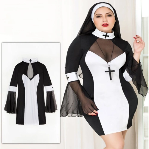 JSY P71109 Plus Size - Эротический костюм монашки, L\XL - sex-shop.ua