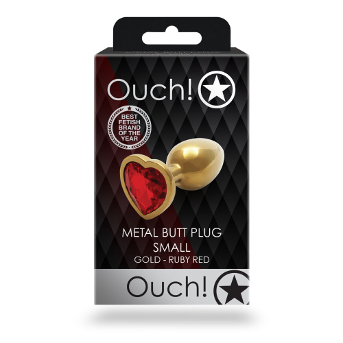 Металлическая анальная пробка с кристаллом Ouch! Heart Gem - размер S