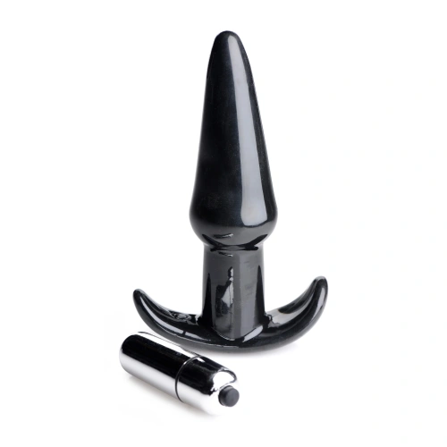 Frisky Smooth Vibrating Anal Plug – Black – Анальна пробка з вібрацією, 12х3 см (чорний)