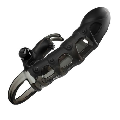 LyBaile Pretty Love Penis Sleeve Vibro Black - Насадка на пенис, +4 см (чёрный)
