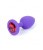 Boss Jewellery Purple Silikon Plug Small Red Diamond - Анальна пробка із кристалом, 7х2.7 см (фіолетовий з червоним)