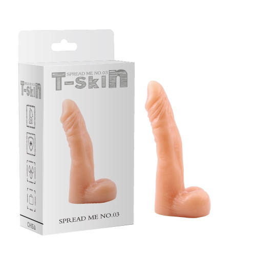 T-Skin Spread Me No.03 Dildo 6.9" - Фаллоимитатор с мошонкой, 17.7х3.5 см (телесный) - sex-shop.ua