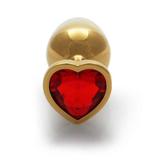 Металлическая анальная пробка с кристаллом Ouch! Heart Gem - размер S