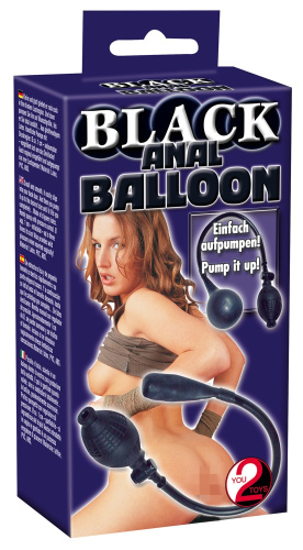 Orion Black Anal Balloon - надувна анальна пробка анальний розширювач, 37х1-10 см (чорний)