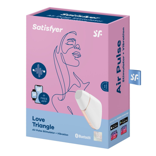 Satisfyer Love Triangle - Вакуумний кліторальний стимулятор з вібрацією, 14.5х5.6 см (білий)