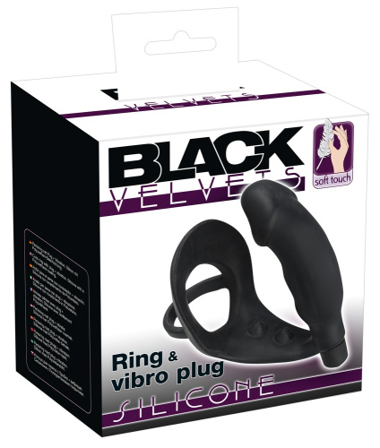 Ерекційне кільце з анальною пробкою Black Velvets Ring & Vibro Plug - купити в Україні | Секс шоп SEX-SHOP.ua