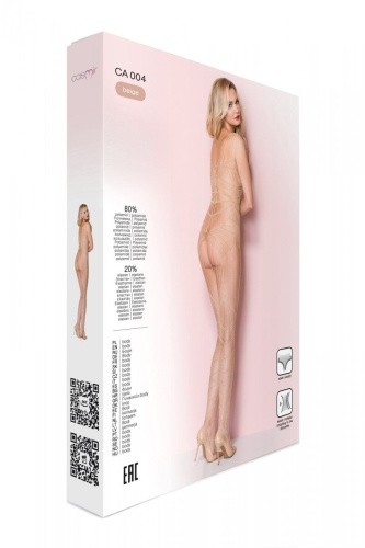 Casmir CA004 - Ажурный бодистокинг со сложным вертикальным плетением, S-L (телесный)