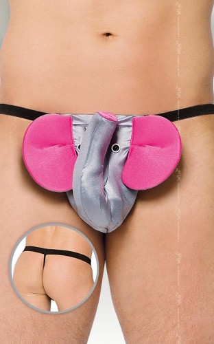 SoftLine - Thong 4445 - Труси чоловічі у формі слоника, S/L (сірий з рожевим) - купити в Україні | Секс шоп SEX-SHOP.ua