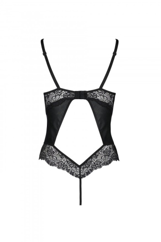 Passion Loona Body Боди из эко-кожи и кружева, S/M (чёрный)