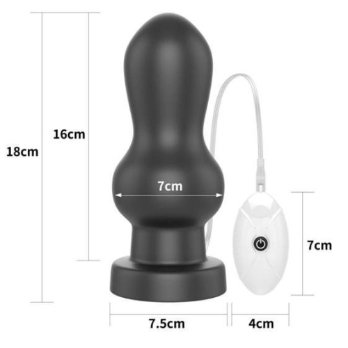 LoveToy King Sized Vibrating Anal Rammer 7" - Анальная пробка, 16х7 см (черный)