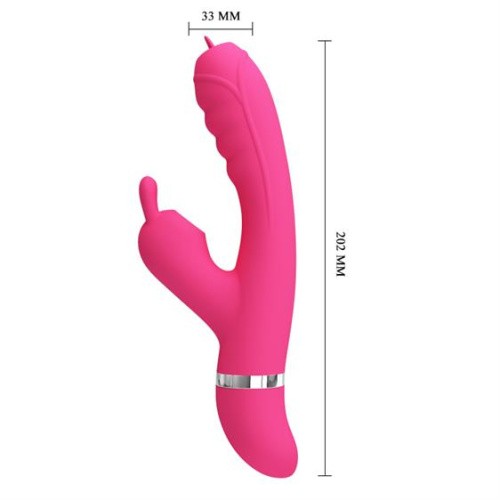 Pretty Love Phoenix Vibrator Pink - Вибратор-кролик с мембранным стимулятором и подвижным язычком, 20.2х3.3 см (розовый)