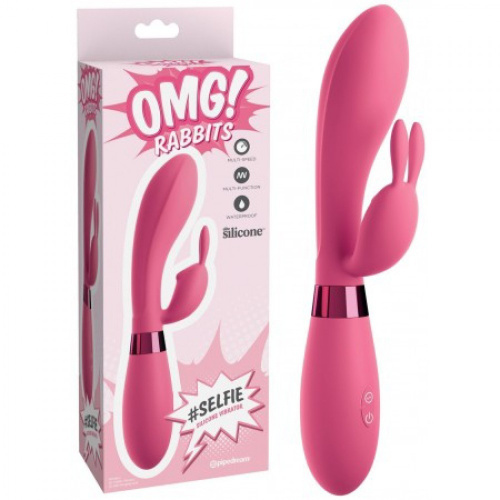 Pipedream OMG Selfie Silicone Vibrator - Вибратор-кролик, 10х3.8 см (розовый) - sex-shop.ua