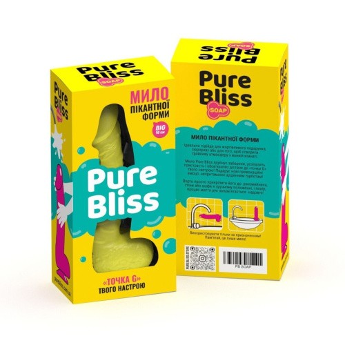 Pure Bliss Big - Крафтовое мыло-член с присоской, 18х4.2 см (жёлтый) - sex-shop.ua