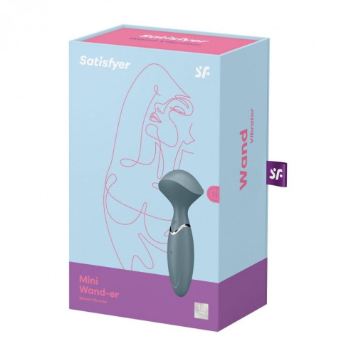 Satisfyer Mini Wand-er - Вібромасажер, 16х6 см (сірий) - купити в Україні | Секс шоп SEX-SHOP.ua