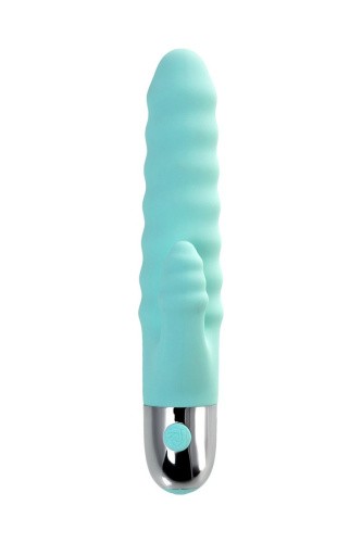 Flovetta Flax - Рельефный вибратор с клиторальной стимуляцией, 11х3 см (бирюзовый)