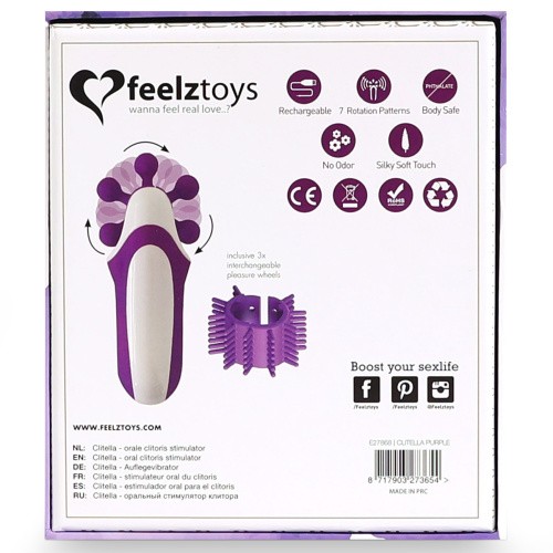 FeelzToys - Clitella Oral Clitoral Stimulator - Стимулятор с имитацией оральных ласк, 11х5 см, (фиолетовый) - sex-shop.ua