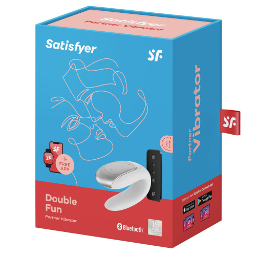 Satisfyer Double Fun - вибратор для пар с пультом,9.3х4.2 см (белый) - sex-shop.ua