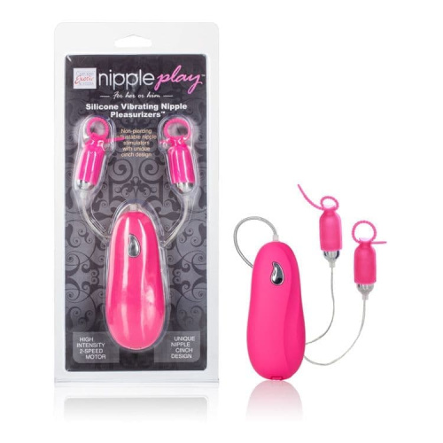 CalExotics Vibrating Nipple Pleasurizer - виброзажимы для сосков, 3,5х2 см (черный)